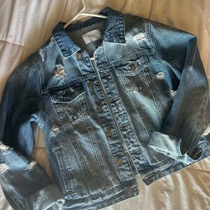 Distressed Light Denim Jean Jacket